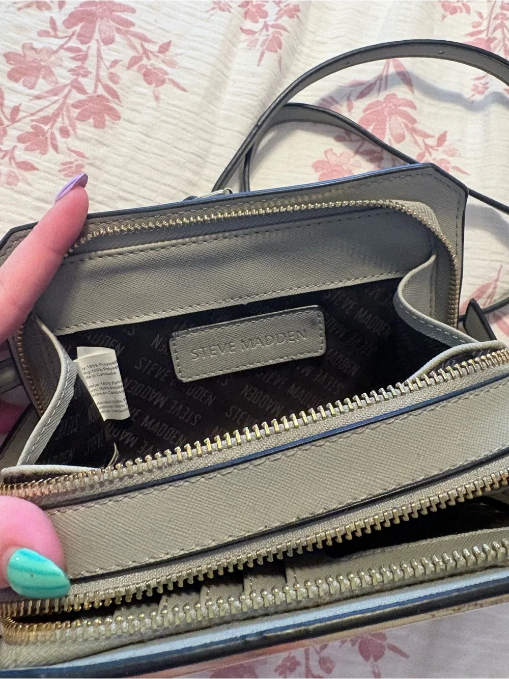 Michael Kors Light Gray Crossbody with Gold Accent